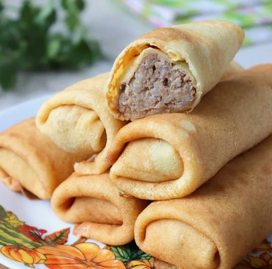 Блинчики с куриной печенью и рисом